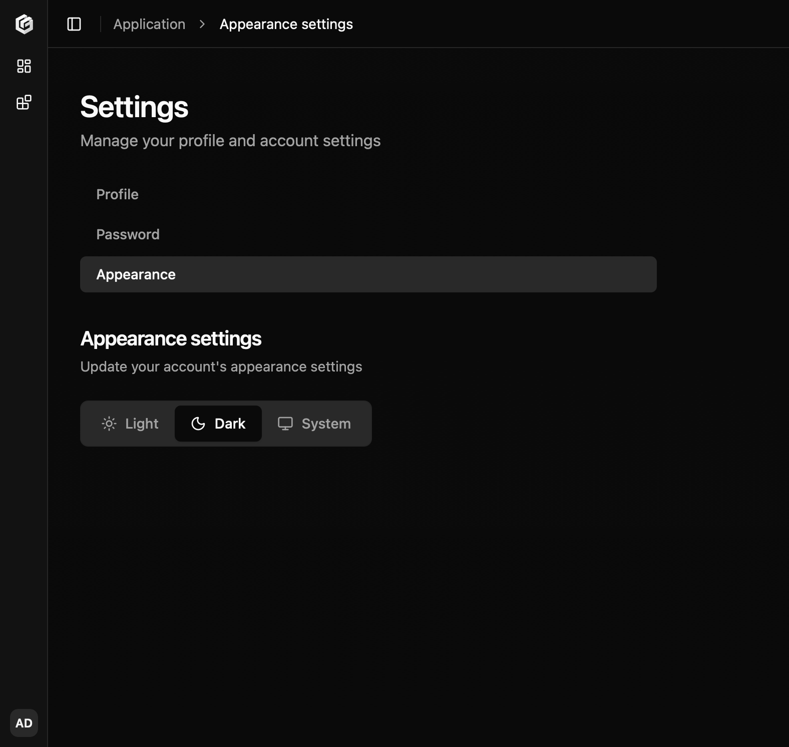 Starter kit appearance settings form
