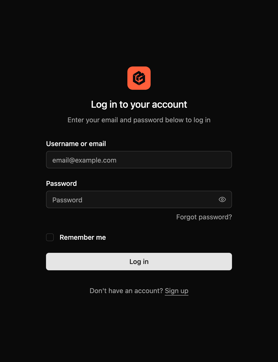 Vue starter kit sign-in page with email and password fields