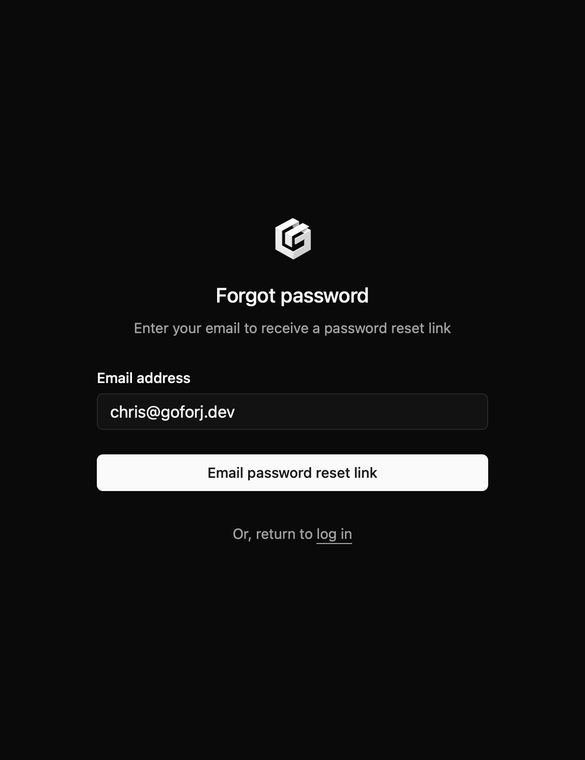 Starter kit password reset form